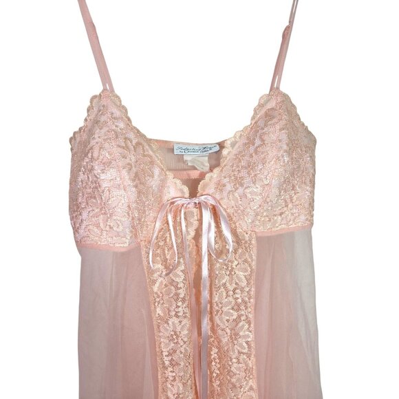 Vintage Y2K Sheer Lace Babydoll Pink Floral Top Romantic Style Coquette Seductiv - Picture 3 of 6